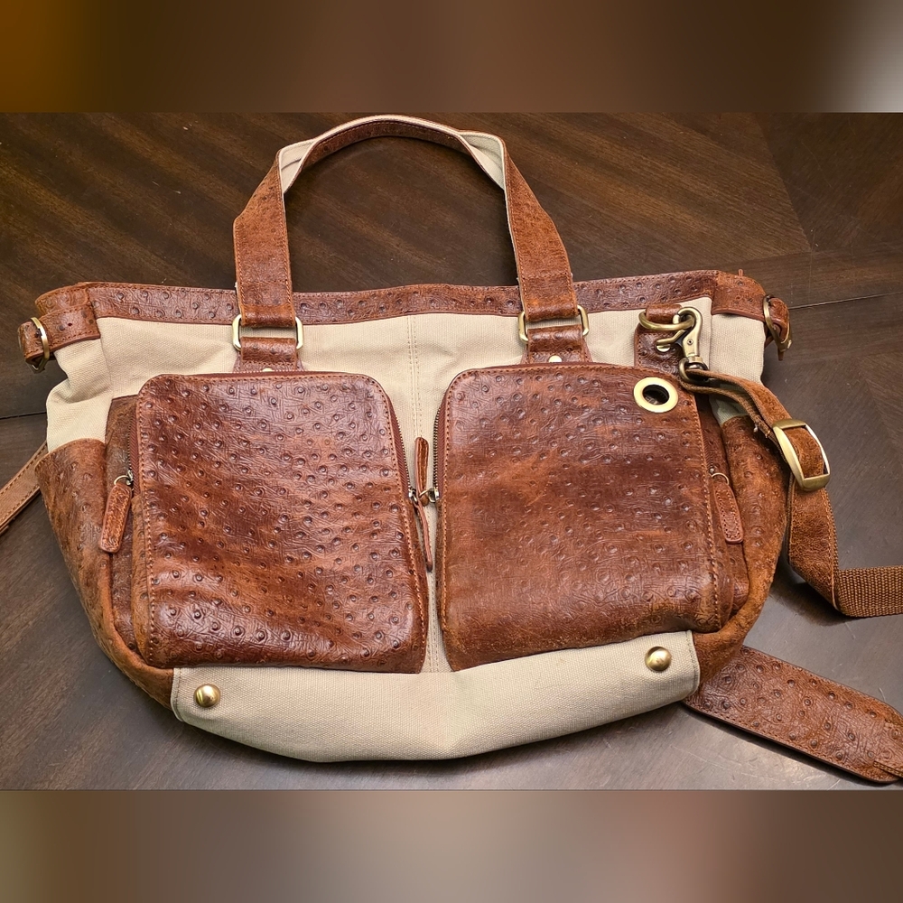 Brown and Tan Men's Bag
